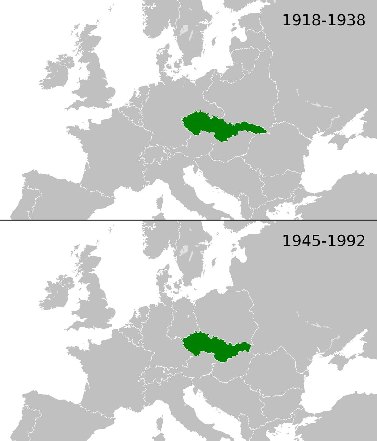 mapa Europy Czechosłowacja