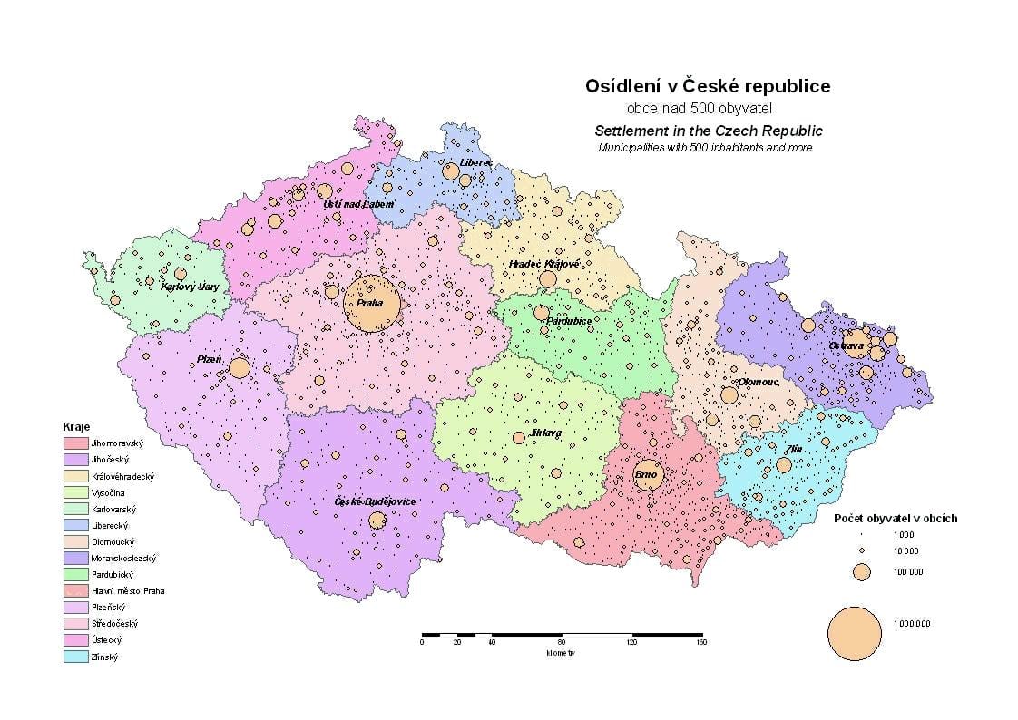 Gminy Czech na mapie