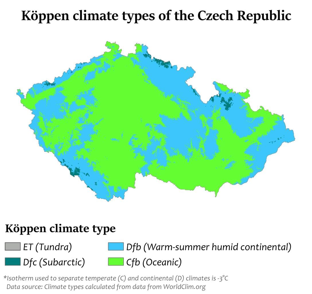 Klimatyczna mapa Czech