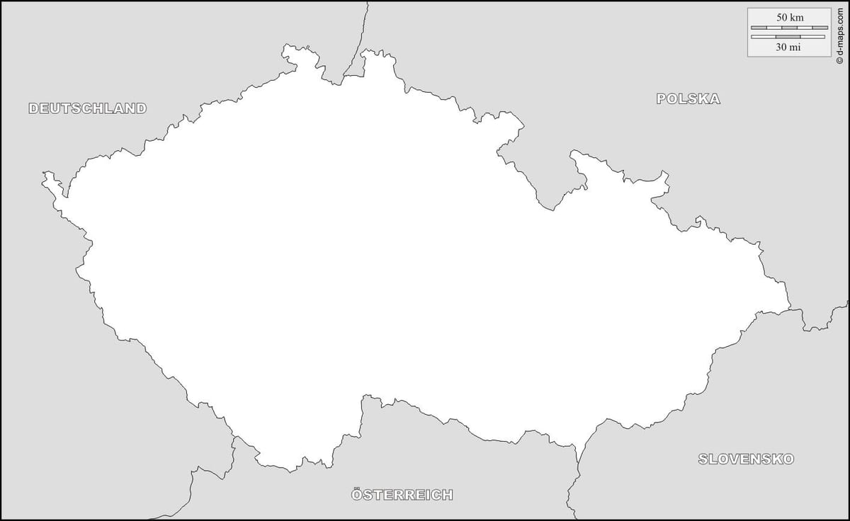 Mapa konturowa Czechach
