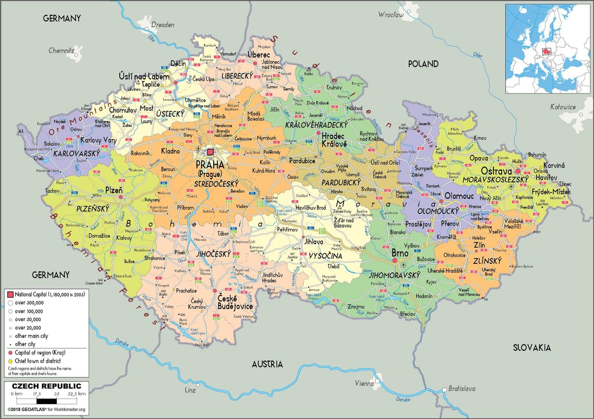 polityczna mapa Czech