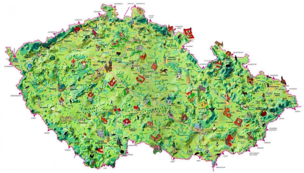 mapa turystyczna Czech