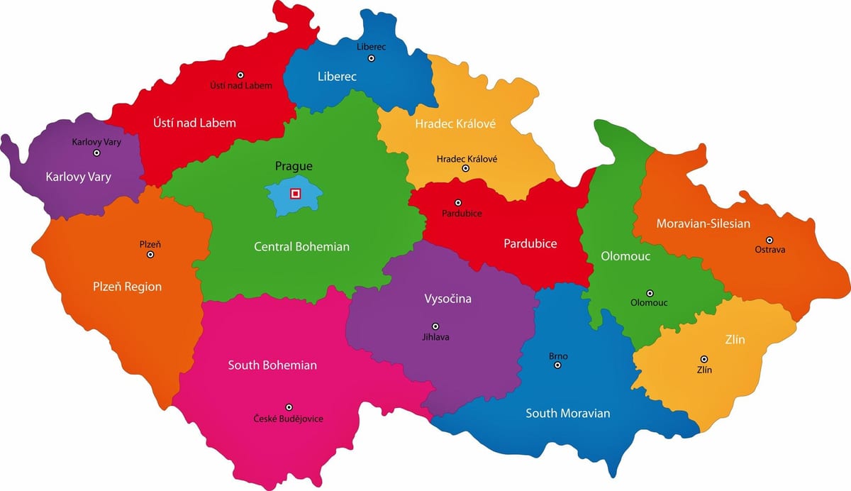 Regiony Czech na mapie