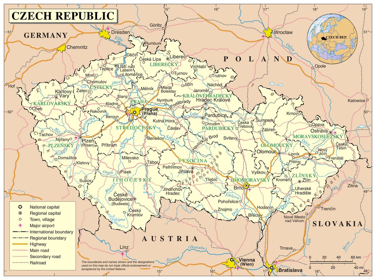 mapa Czech