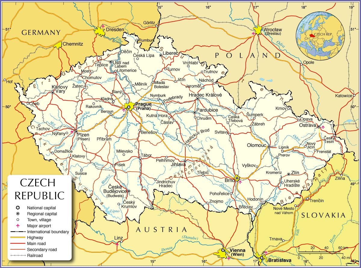 Republika Czechosłowacji mapie