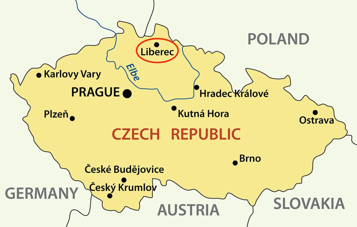 mapa Liberec Czechy