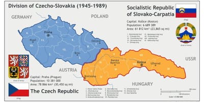 Mapa Czechosłowacji 1945