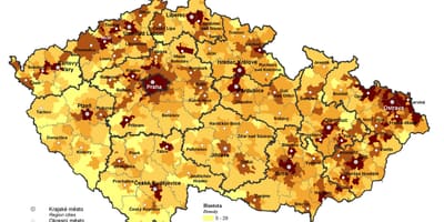 Czechy mapie ludności