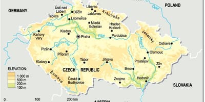 Wysokość Czech na mapie