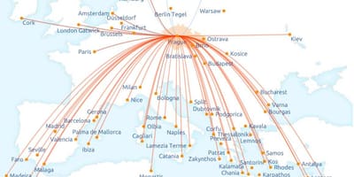 Mapa, czeskie linie lotnicze trasę